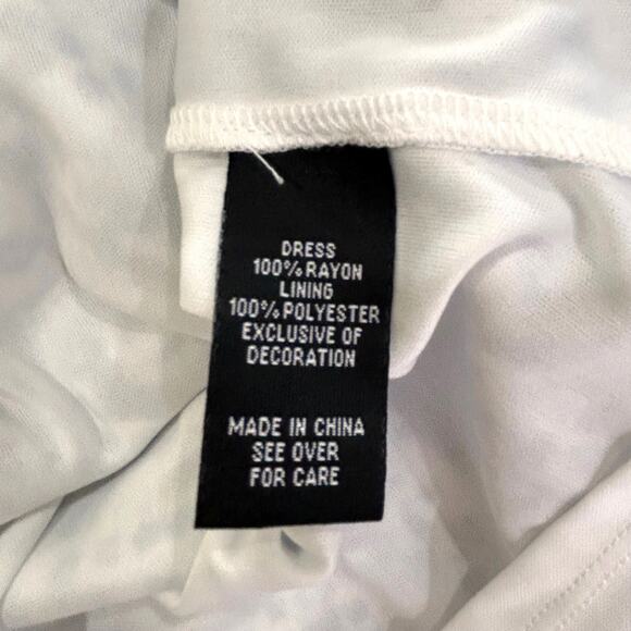 BCX Juniors Blue White Floral Adjustable Straps Lined Crochet Trim Dress - Picture 8 of 9